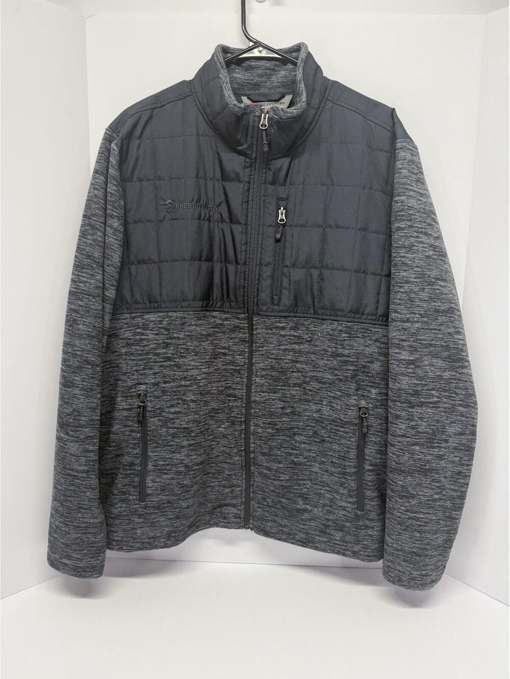 Free Country Jacket Men’s size Large Gray Full Zip Fleece Light Weight